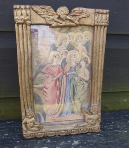Antique Italian Florentine Gold Wooden Angel Photograph / Picture Frame 8"x 5.5" - Picture 1 of 20