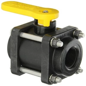 Banjo V100FP Polypropylene Ball Valve, Three Piece, Full Port, 1" NPT Female - Picture 1 of 2