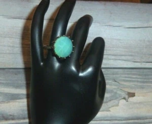 Turkish Handmade Cocktail Ring Emerald Topaz Antique Silver 7.5 New - Picture 1 of 5