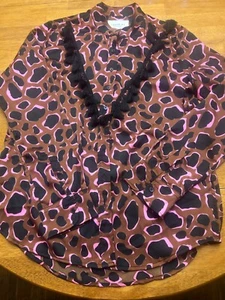 The Shirt Rochelle Behrens Shirt M Leopard Print Button Down Blouse - Picture 1 of 6