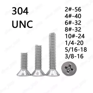 304 Edelstahl Kreuzschlitz Senker Flachkopf Schrauben 2# 4# 6# 8# 10# 1/4 - Bild 1 von 6
