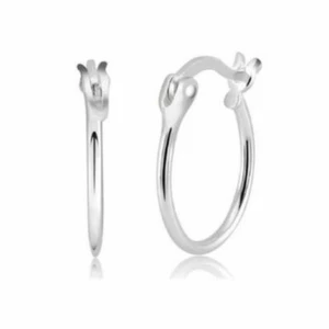 Solid 925 Sterling Silver 20MM Small French Lock Hoop Huggie Earrings - Unisex - Picture 1 of 3