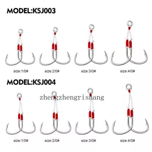10Pcs Assist Hooks Stainless Steel Jigging Fishing Hook with PE Line 1/0-4/0 - Picture 1 of 32