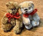 Rare Schuco 1930's Miniature Tiny Lot 2 Piccolo Bears mohair Jointed 2” Cuties!