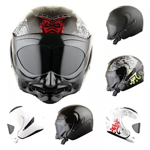 1Storm Motorcycle Open Face Fiber Glass Helmet Samurai + One Extra Clear Shield - Picture 1 of 46