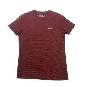 Columbia Shirt Mens Medium M Red Striped Short Sleeve Crew Neck Outdoors Hiking - Picture 1 of 9