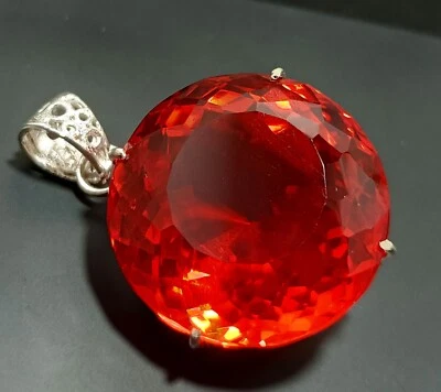 Colgante de topacio redondo naranja brasileño natural certificado de 111,70 quilates piedra preciosa suelta Foto 1 de 4