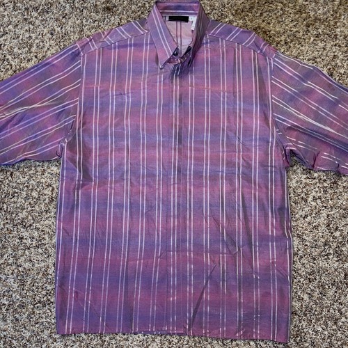 Camicia abito classico Versace V2 con bottoni rosa a righe made in Italy UOMO small