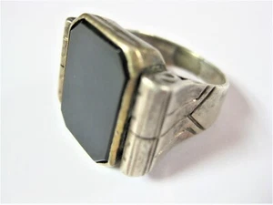 Antico Anello Argento 835 con Onice, 8,8 G - Foto 1 di 3