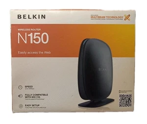 Belkin N150 Wireless-Wi-Fi Router 4 Port 2.4 GHz Easy Internet Access - Picture 1 of 2