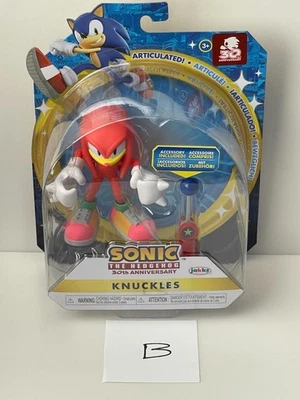 "Figura Knuckles Sonic The Hedgehog 30 aniversario Jakks 4"" con punto de control" Foto 1 de 3
