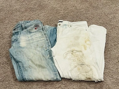 Lote de jeans Affliction/Embellish para hombre 38x32 grunge desgastado fuerte y rápido Foto 1 de 4