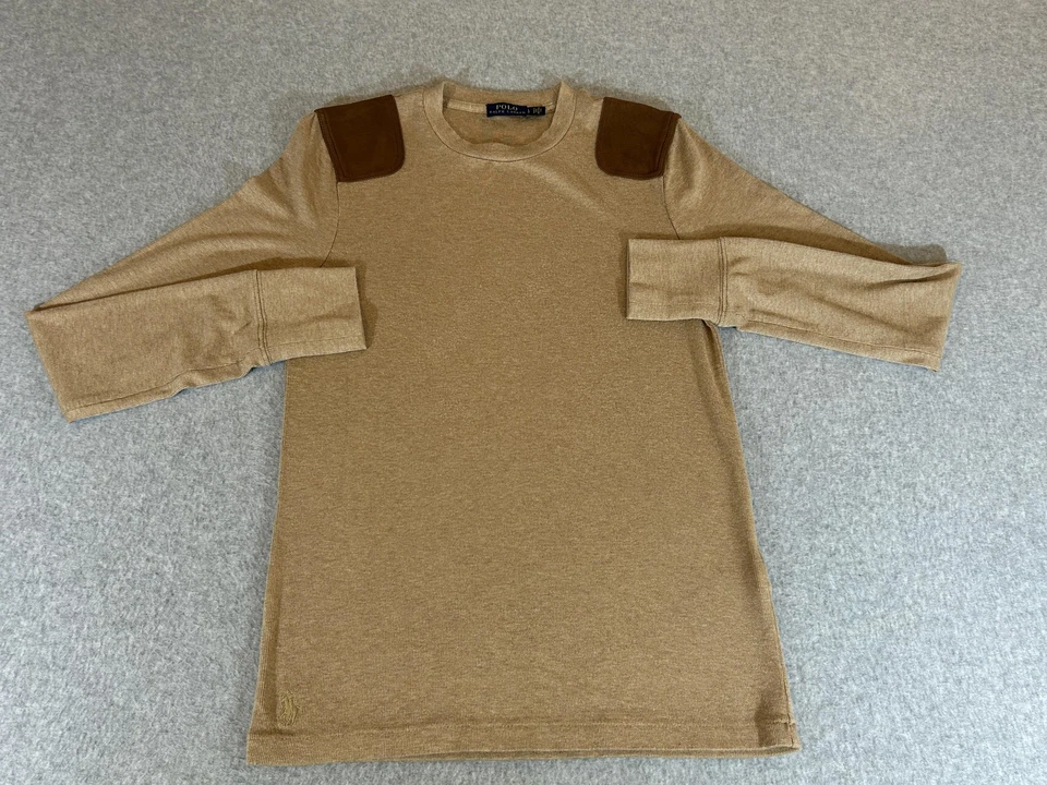 Camisa Polo Ralph Lauren Para Hombres Grande Gamuza Parches para el Hombro Manga Larga Cuello Redondo Foto 1 de 4
