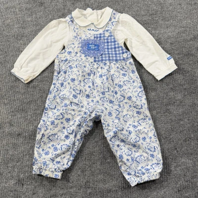 Conjunto de monos y camisas vintage Oshkosh, tazas de té florales azules blancas talla 18M RARO Foto 1 de 4