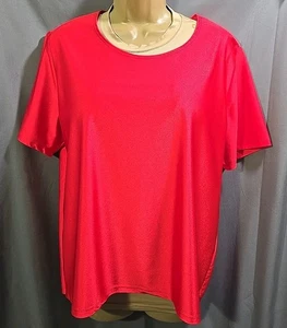 Rot Stretch Kurzarm Top Brustumfang 48" -58" dehnbar Polyester Länge 25"sh - Bild 1 von 11