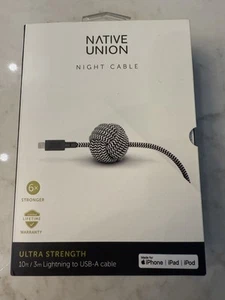 Native Union Night 10' Ft Braided weighted IPHONE to USB-A Cable iphone ipad 484 - Picture 1 of 5