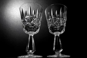 Waterford SET of 2 Kylemore Wine Goblets Glasses 6" Tall Ireland Cut Crystal EXC - Picture 1 of 9