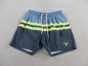 Barbour Swim Trunks Mens Medium Blue Yellow Colorblock Beach Mesh Lined Shorts - Picture 1 of 10