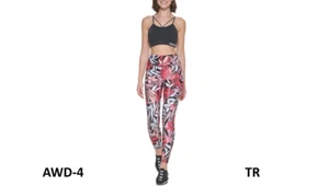 DKNY Women's Printed High Waist 7/8 Leggings Pant, Pink Multi, Size Small - Picture 1 of 4