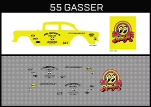 "Calcomanías Hot Wheels (1/64), 55 Gasser ""Mooneye"" tobogán acuático, primero blanco impreso, calcomanías - Imagen 1 de 5