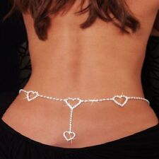 637 - Silver tone diamante multi heart glitzy body jewellery accessory one size