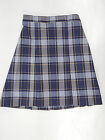 Girls A+ Blue Plaid Box Pleat Uniform Skirt Reg/1/2/Teen Sizes 14 - 20 Teen