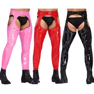 Sexy Hombre Look Húmedo Cuero Motociclistas Chaps Pantalones Vaquero Disfraz - Imagen 1 de 42