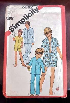 Simplicity Pattern 6382 Teen Boys' Pajamas in Two Lengths  Size 18,20  Uncut - Image 1 of 2