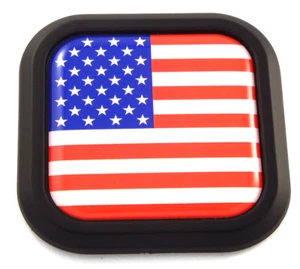 USA America Flag Square Black rim Emblem Car 3D Decal Badge Bumper sticker 2" - Foto 1 di 7