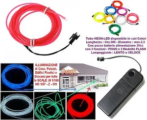 KATO LED NEONRÖHRE 3V ROT mm.2,3 FLEXIBEL + CONTROLLER GEBÄUDE HÄUSER DIORAMEN - Bild 1 von 1