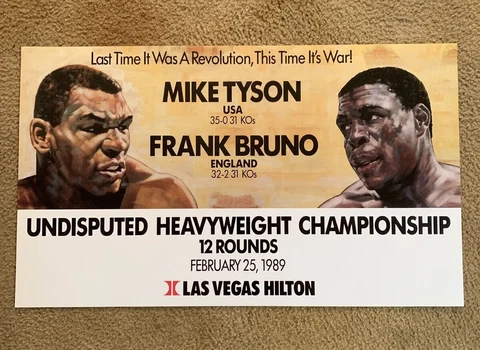 Mike Tyson vs Frank Bruno 1 Official On-Site Poster;Sold Out At 1989 Title Fight Cover