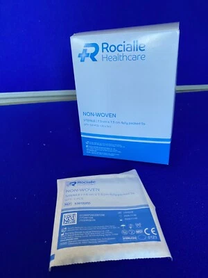 ROCIALLE HEALTHCARE Rocialle Non Woven Sterile Swabs - 4PLY x 5 Absorbent Pads 7.5cm Cuts & Wounds