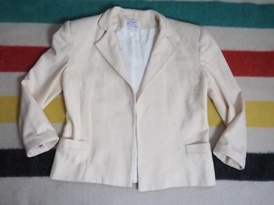 VTG 70s Vogue Designer Original Cream Ivory Wool Ivy Prep Blazer Jacket Womens M - Image 1 of 4