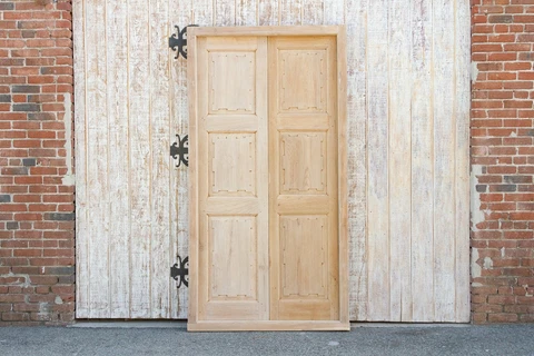 Antique Bleached English Colonial Teak Door W/ Frame Cover