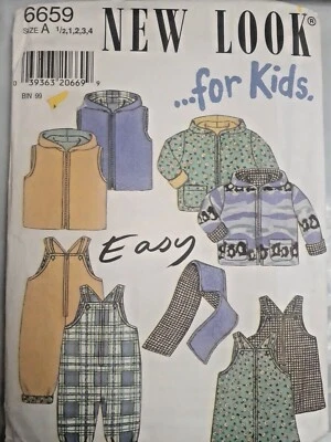 Jacket Vest Romper Dress New Look 6659 Simplicity 1/2 1 2 3 4 Sewing Pattern UC - Image 1 of 4