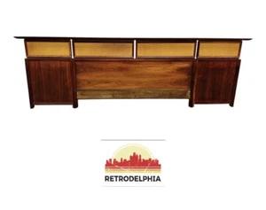 Mid-Century Modern Walnut & Cane King Size Headboard - Picture 1 of 10