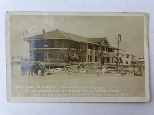 1915 RPPC Hurricane Storm Damage Apartment House Building Broadway Galveston TX - Picture 1 of 2