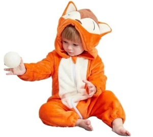 Animal Fox Costume Baby Boys Girls Infant Toddler Romper Outfit Flannel 2-9M - Picture 1 of 6