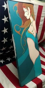 Vintage Original Art Painting Canvas Fantasy/Anime Girl Rebecca Lesny Harrisburg - Picture 1 of 7