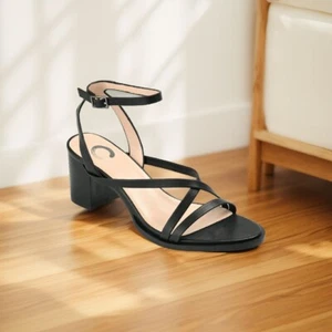 Journee Collection Women Anikah Ankle Strap Heel Dress Sandal Black Size 7.5 NIB - Picture 1 of 3