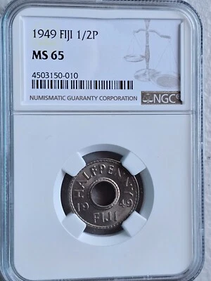 Fiji 1/2 Penny 1949 NGC MS 65 - Image 1 of 2