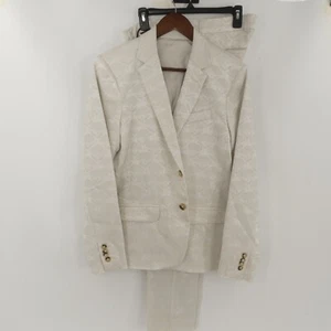 NWT Mr Turk Men Geometric Fan Print Blazer Pant Suit Set Ivory 38 28 31x31 - Picture 1 of 11