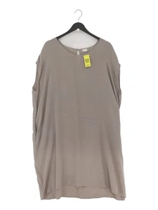 Poetry Women's Midi Dress S Grey 100% Silk Sleeveless Midi Round Neck Tank Dress - Picture 1 of 5