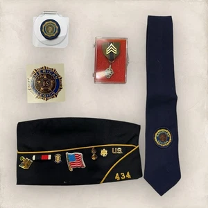 Vintage American legion bundle hat pins stickers wwii military memorabilia - Picture 1 of 8