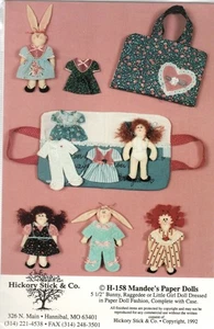 Hickory Stick & Co. H-158 MANDEE'S PAPER DOLLS 5.5" w/Case Craft Sewing Pattern - Picture 1 of 2