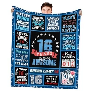 16 Year Old Boy Birthday Gift Ideas Blanket 60"x50", 16th Birthday Gifts for - Picture 1 of 8