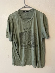 Camiseta Obey Logo Adulto XL Verde Gráfico 100% Algodón - Imagen 1 de 5