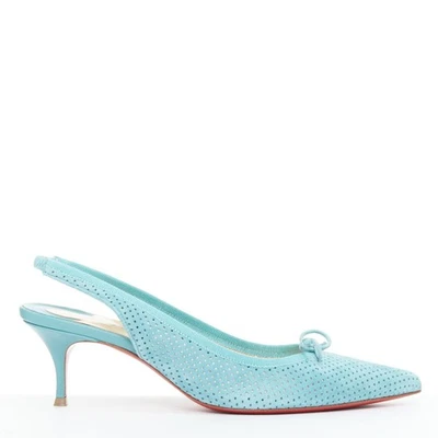 CHRISTIAN LOUBOUTIN Hall Sling Pump 55 sky blue suede pointy slingbacks EU36.5 - Image 1 of 4