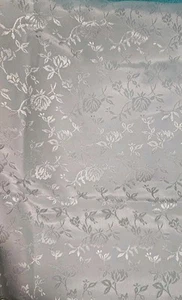 Beautiful Vintage White Floral Embossed Satin Fabric 4.3 Yds X 44" - Picture 1 of 2