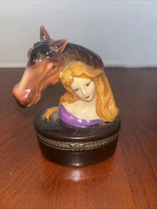 Schöne " MÄDCHEN MIT PFERD " Schmuckschatulle mit Pferd innen - Bild 1 von 8